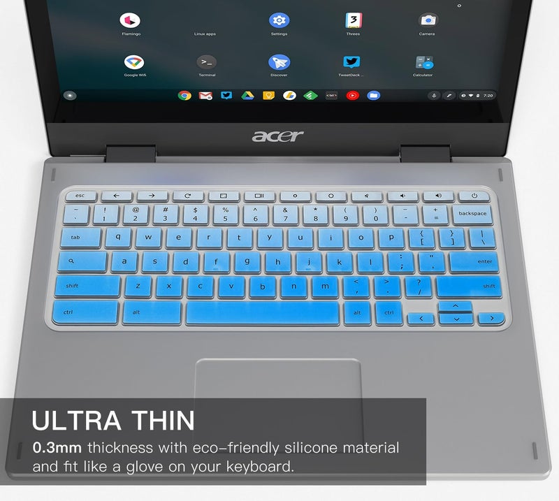 CaseBuy Keyboard Cover for Acer Chromebook Spin 11 311 CP311 511 512/Chromebook R11 CB3-131 CB3-132 CP311 C738T C733 CB5-132T/Chromebook Spin 713 CP713 R13 CB5-312T/Acer Chromebook 14 15 -Ombre Blue - Image 3